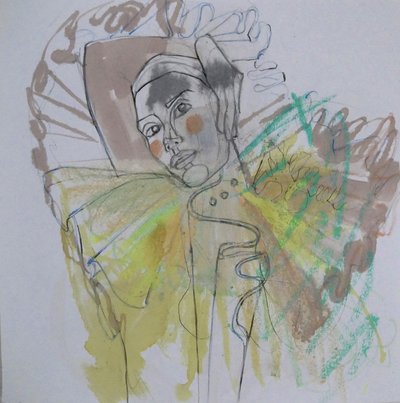 Retrato abstrato colorido de Doris Schmitz