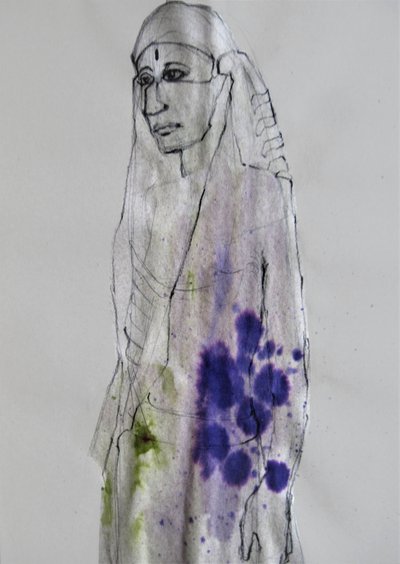 Retrato a tinta colorida de Doris Schmitz