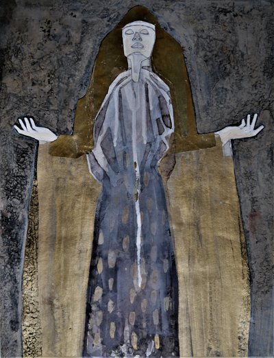 Figura Dourada Contemplativa de Doris Schmitz