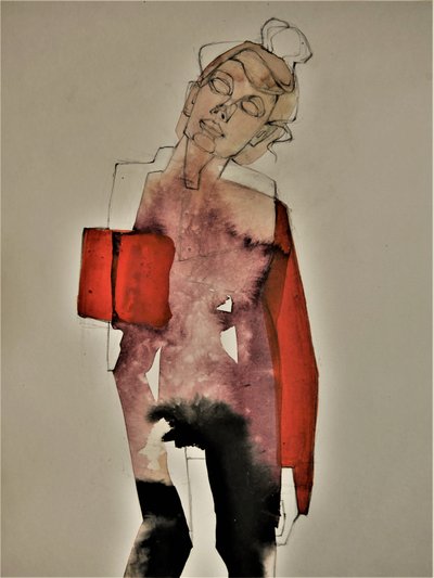 Mulher Vermelha Contemplativa de Doris Schmitz
