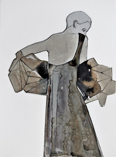 Mulher Contemplativa de Cinza de Doris Schmitz