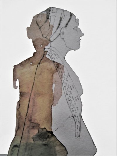 Mulher Abstrata com um Toque Rústico de Doris Schmitz