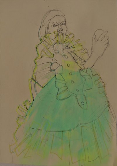 Esboço de uma mulher elegante em verde de Doris Schmitz
