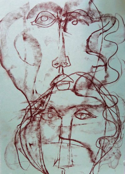 Rostos abstratos entrelaçados de Doris Schmitz