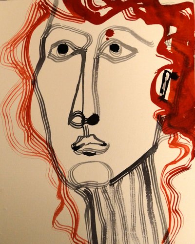 Retrato moderno de uma mulher ruiva de Doris Schmitz
