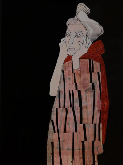 Mulher pensativa de vermelho de Doris Schmitz
