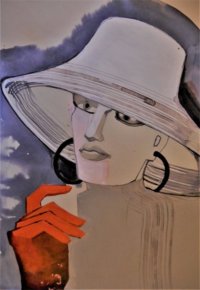 Mulher elegante com chapéu de Doris Schmitz