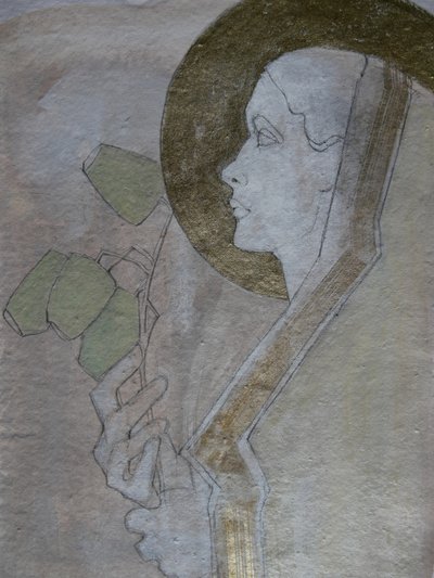 Mulher com uma auréola dourada de Doris Schmitz
