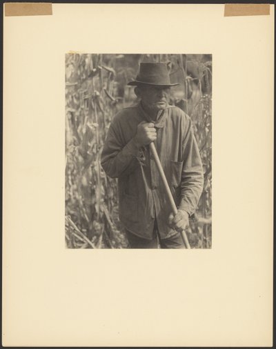 [Homem com enxada em plantação de sorgo]. de Doris Ulmann