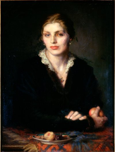 Senhora com frutas Gladys Holman Hunt, 1917 óleo sobre tela de Dorothea Landau