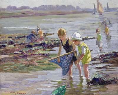 Crianças a brincar à beira-mar de Dorothea Sharp