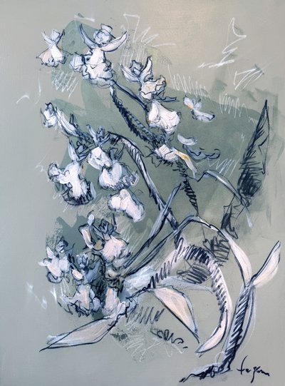 Flores brancas abstratas de Dorothy Fagan