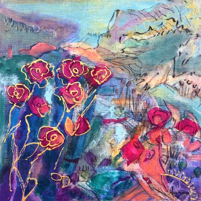 Rosas abstratas vibrantes de Dorothy Fagan