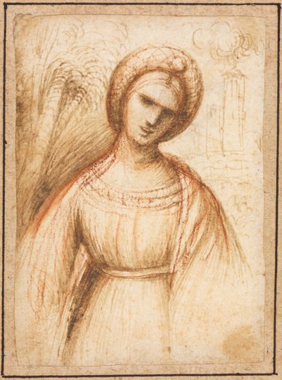 Lady in a Landscape recto, perfil de busto de uma velha verso, c. 1521 de Dosso Dossi