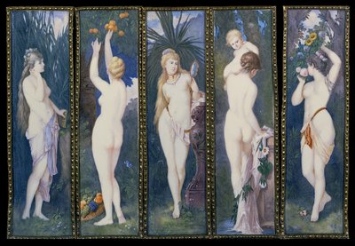 Os Cinco Sentidos (gouache sobre marfim) de Dubois Dubois