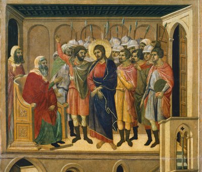 Cristo Diante do Sumo Sacerdote, detalhe do azulejo de Episódios da Paixão e Ressurreição de Cristo, superfície invertida de Maesta