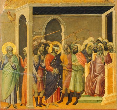 Cristo zombado (Cristo percosso), detalhe, recto do Maestà de Duccio di Buoninsegna