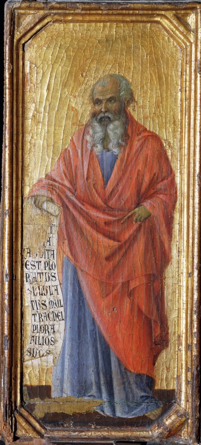 Jeremias o Profeta - tempera e ouro no painel de Duccio di Buoninsegna