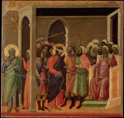 Jesus desprezou. retábulo da Maesta (tempera e ouro sobre madeira de Duccio di Buoninsegna