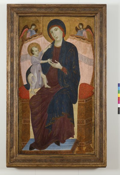 Madonna e Criança Entronizada e Anjos, 1280-85 de Duccio di Buoninsegna