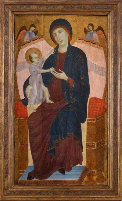 Madonna e Criança entronizados com anjos, c. 1280. de Duccio di Buoninsegna