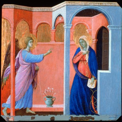 Painel do Retábulo de Maestà: A Anunciação, 1311 de Duccio di Buoninsegna