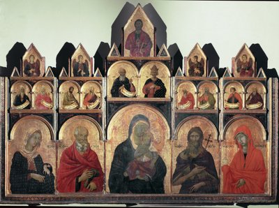 Políptico n 47 - Santa Agnese, São João, virgem com criança, São João Baptista e Santa Maria Madalena - tempera em painel de Duccio di Buoninsegna