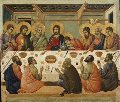 A Ceia do Senhor. A parte de trás do retábulo da Maesta de Duccio di Buoninsegna
