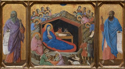 A Natividade com os profetas Isaías e Ezequiel de Duccio di Buoninsegna