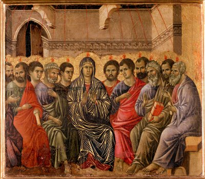 O retábulo Pentecoot Back of the Maesta de Duccio di Buoninsegna
