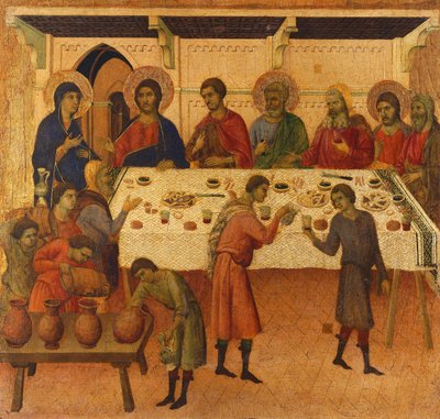 O Casamento em Caná, detalhe do azulejo de Episódios da Paixão e Ressurreição de Cristo, superfície invertida de Maesta
