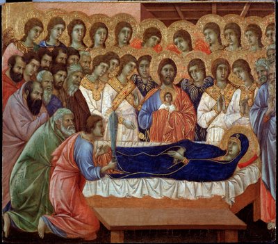 A dormência da virgem (detalhe da Maesta) (Pintura de Duccio di Buoninsegna