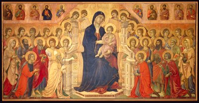 Virgem entronizada com Criança, rodeada por Anjos e Santos, painel central da Maesta de Duccio di Buoninsegna