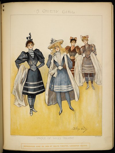 Quatro das senhoras, com os seus trajes de banho, na praia da Riviera. de Dudley Hardy