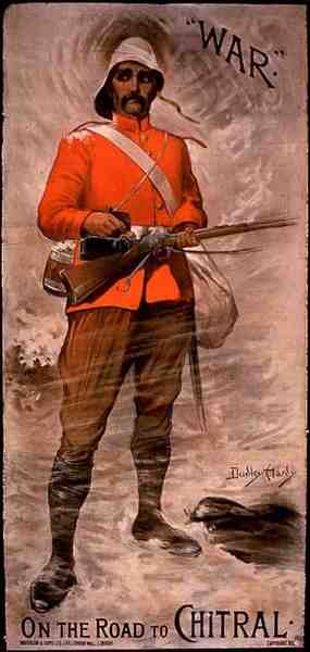 "Guerra" no caminho para Chitral" (cor litho) de Dudley Hardy