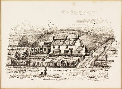 The Wash House Hill e Cottage de Betty Heron (tinta no papel) de Duncan F. McLea
