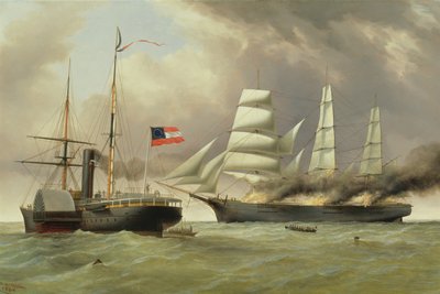 O C.S.S. Nashville captura e incendeia o navio mercante inglês "Harvey Birch de Duncan Mcfarlane
