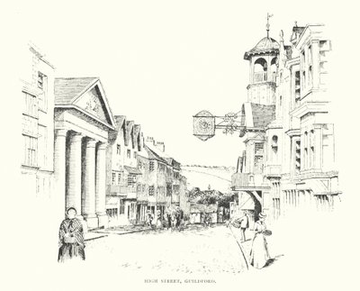 High Street, Guildford (litografia) de Duncan Moul