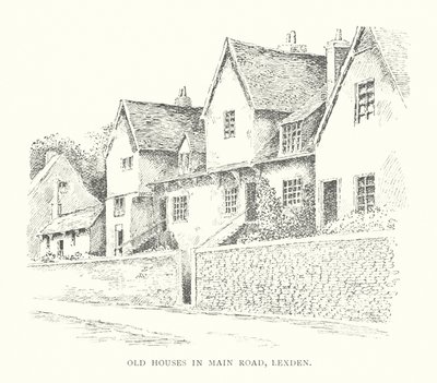 Casas antigas na Main Road, Lexden (litografia) de Duncan Moul