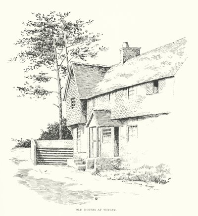Casas antigas em Witley (litografia) de Duncan Moul
