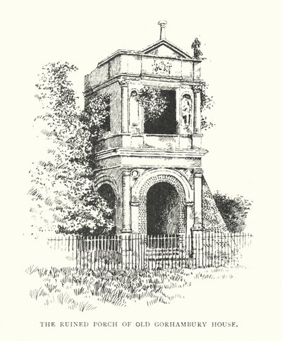 O alpendre em ruínas da antiga casa de Gorhambury (litografia) de Duncan Moul