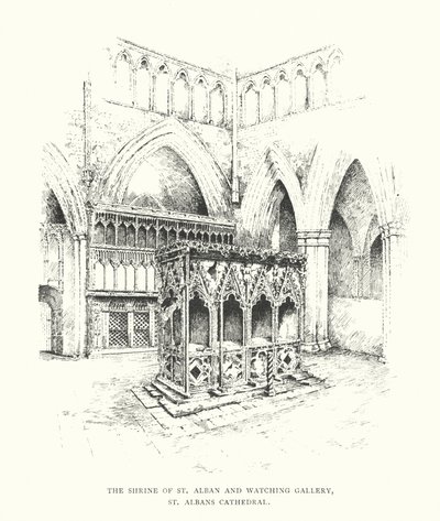 O Santuário de Santo Albano e a Galeria de Observação, Catedral de Santo Albano (litografia) de Duncan Moul
