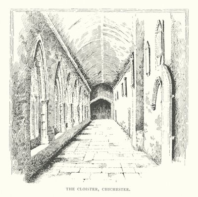O claustro, Chichester (litografia) de Duncan Moul