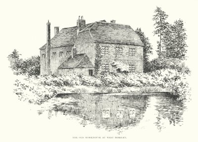 A antiga casa de trabalho em West Horsley (litografia) de Duncan Moul