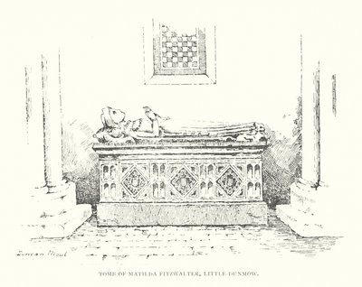 Túmulo de Matilda Fitzwalter, Little Dunmow (litografia) de Duncan Moul