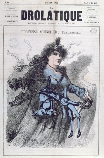 Caricatura de Hortense Schneider (1833-1920) da capa de &39;Le Drolatique&39;, 22 de junho de 1867 de Durandeau