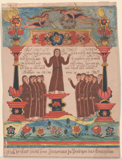 Jesus foi para seus discípulos, c.1810-20 (caneta e tinta e wc no papel) de Durs Sr. and Rudy, Durs Jr. Rudy