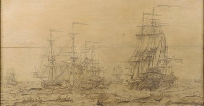 Uma cena de caça à baleia do século XVII de Dutch School