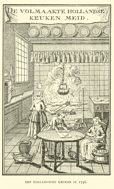 Uma cozinha holandesa em 1746 de Dutch School