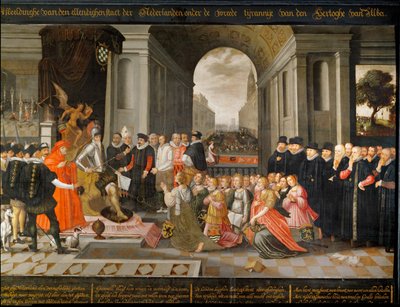 Allegorie auf die Schreckensherrschaft des Herzogs von Alba während des niederländischen Unabhängigkeitskrieges von Dutch School